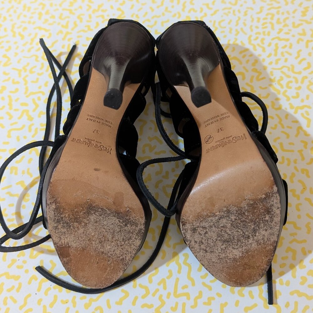 YSL Tom Ford for Yves St Laurent Velvet Gladiator Heels 37 - Picture 9 of 11
